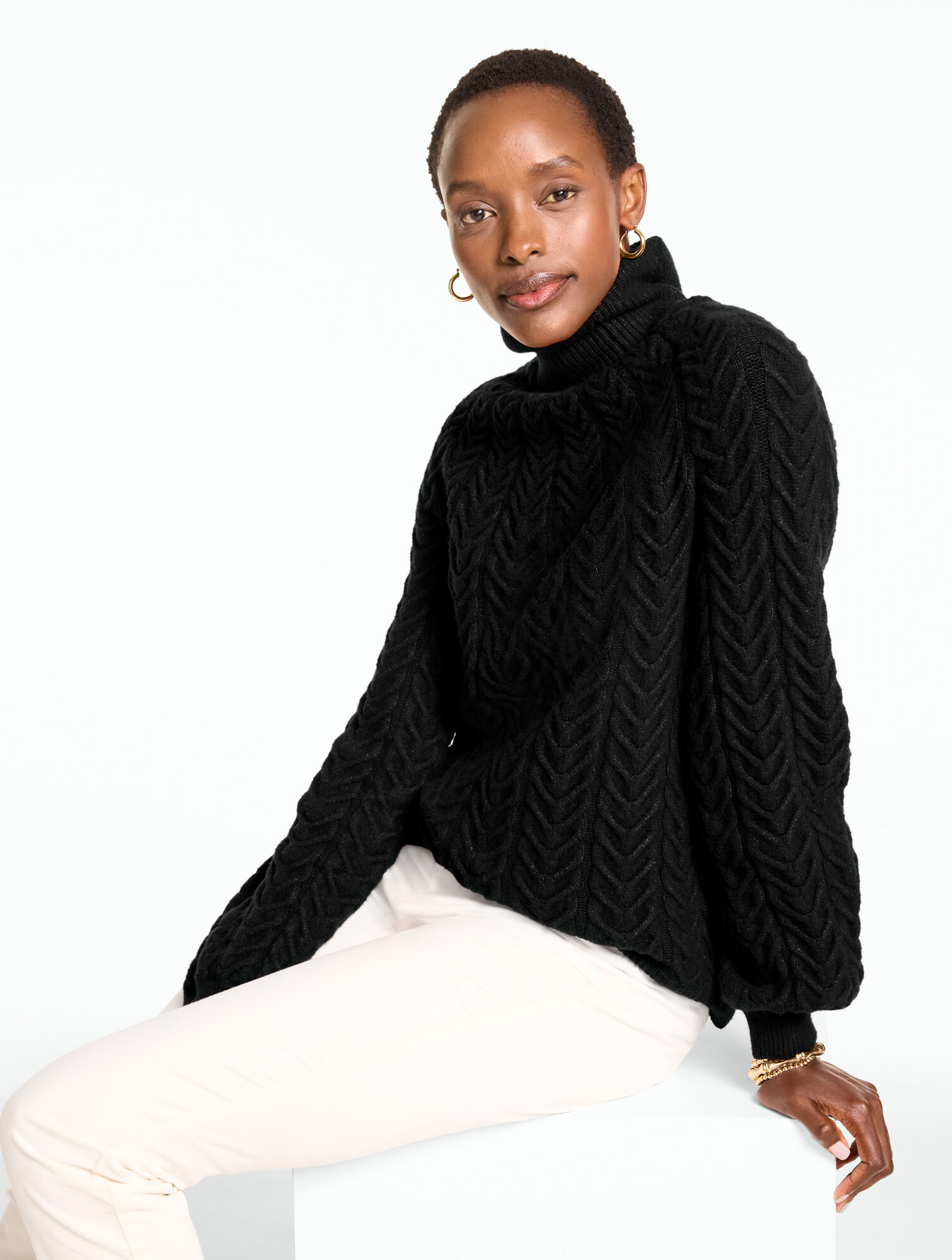 Cable Knit Mockneck Sweater