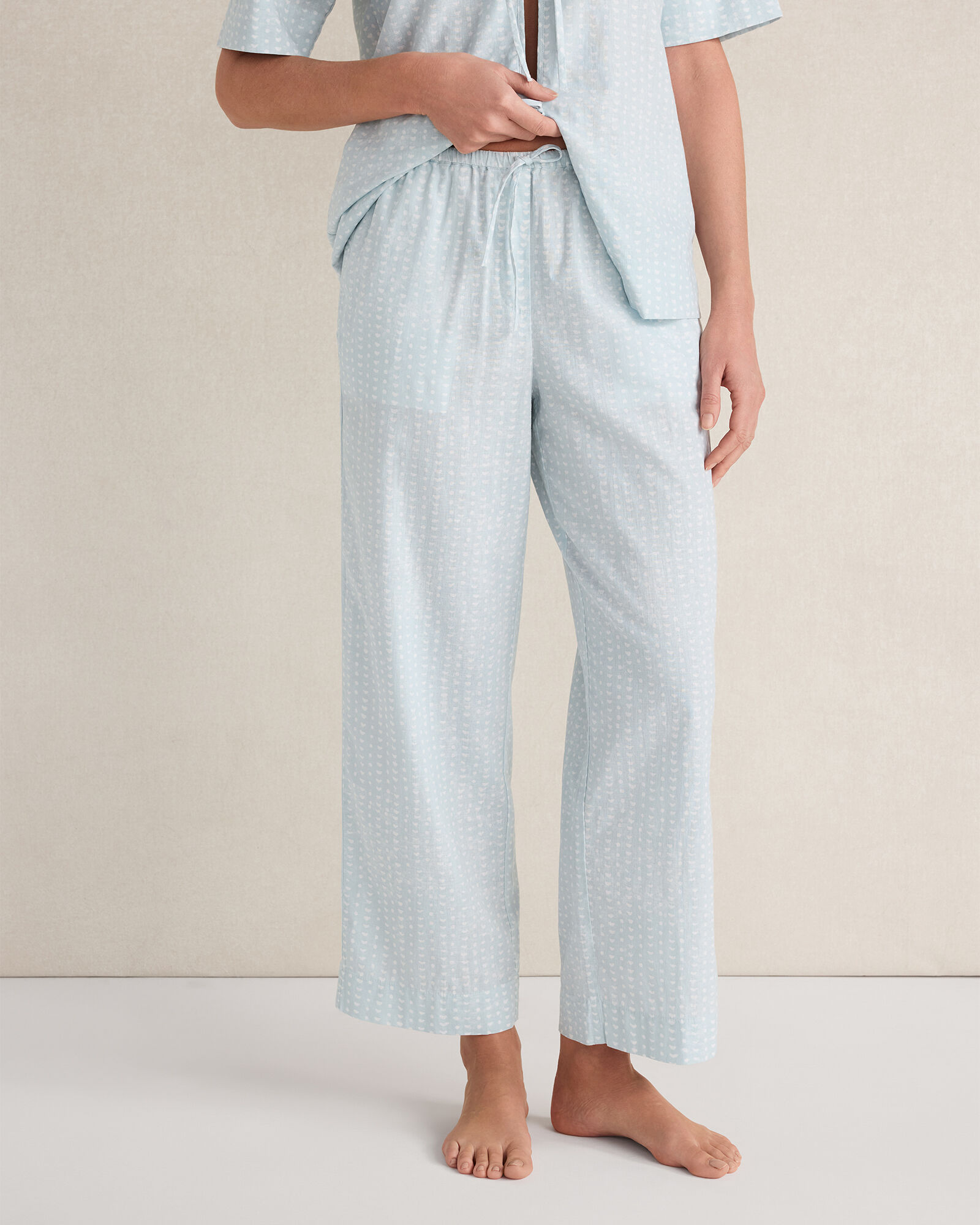 Cotton Linen Faded Dot Pajama Pants
