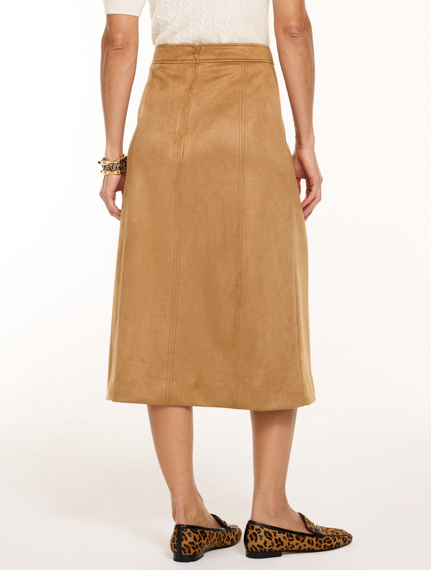 Faux Suede Midi Skirt