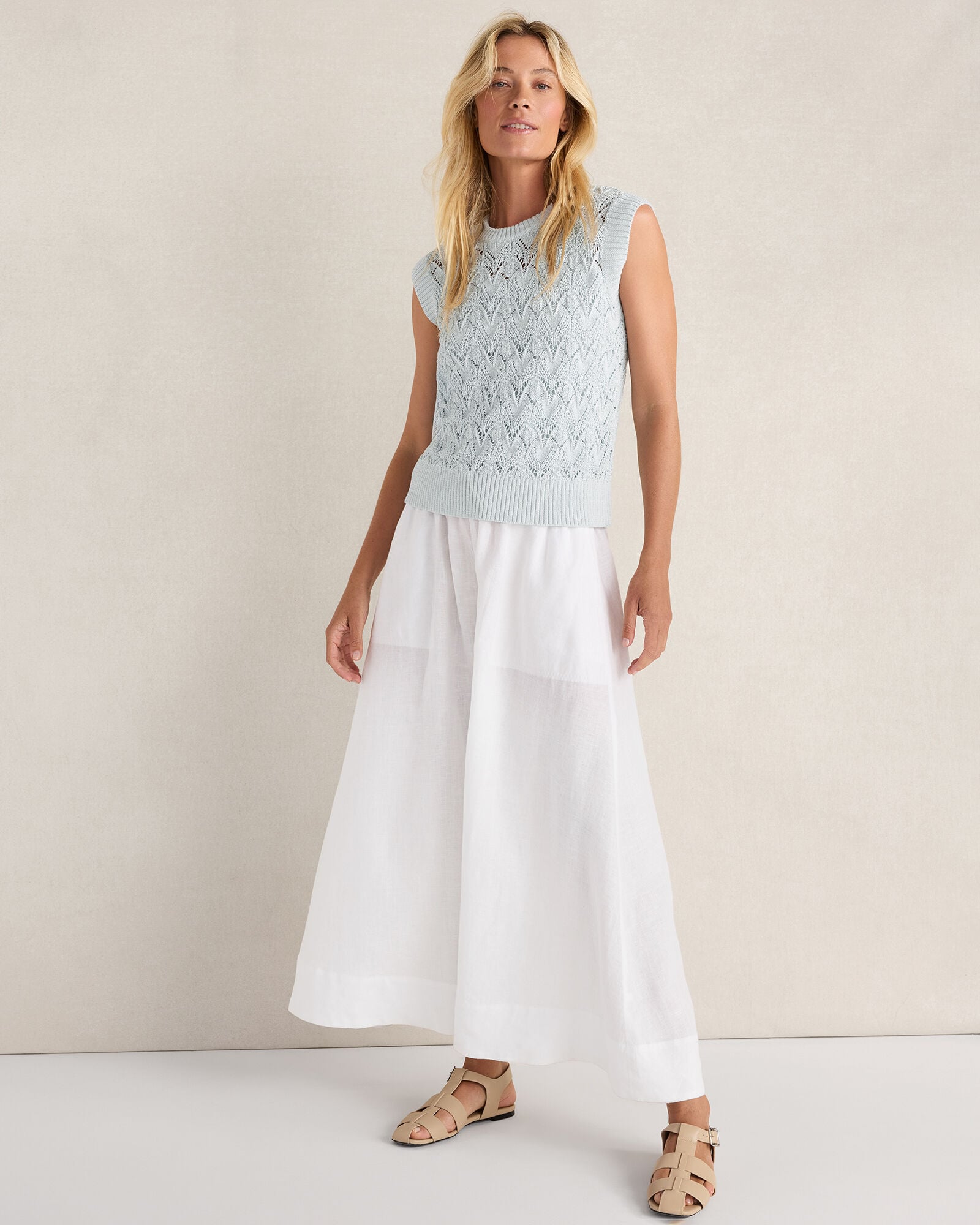 Organic Cotton Chain Pointelle Sweater Vest