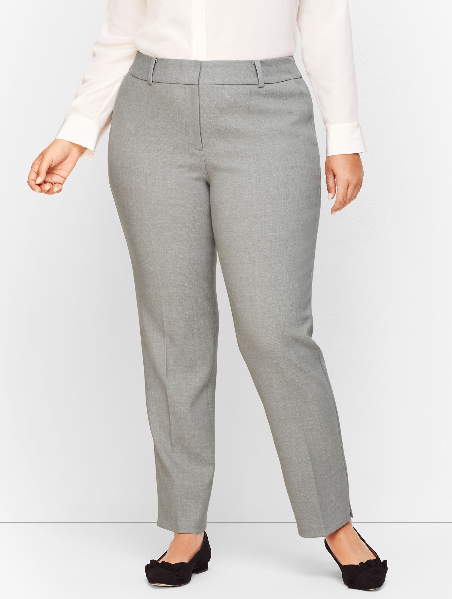 plus size grey dress pants Talbots Hampshire Ankle - Heathered Double Crepe studded