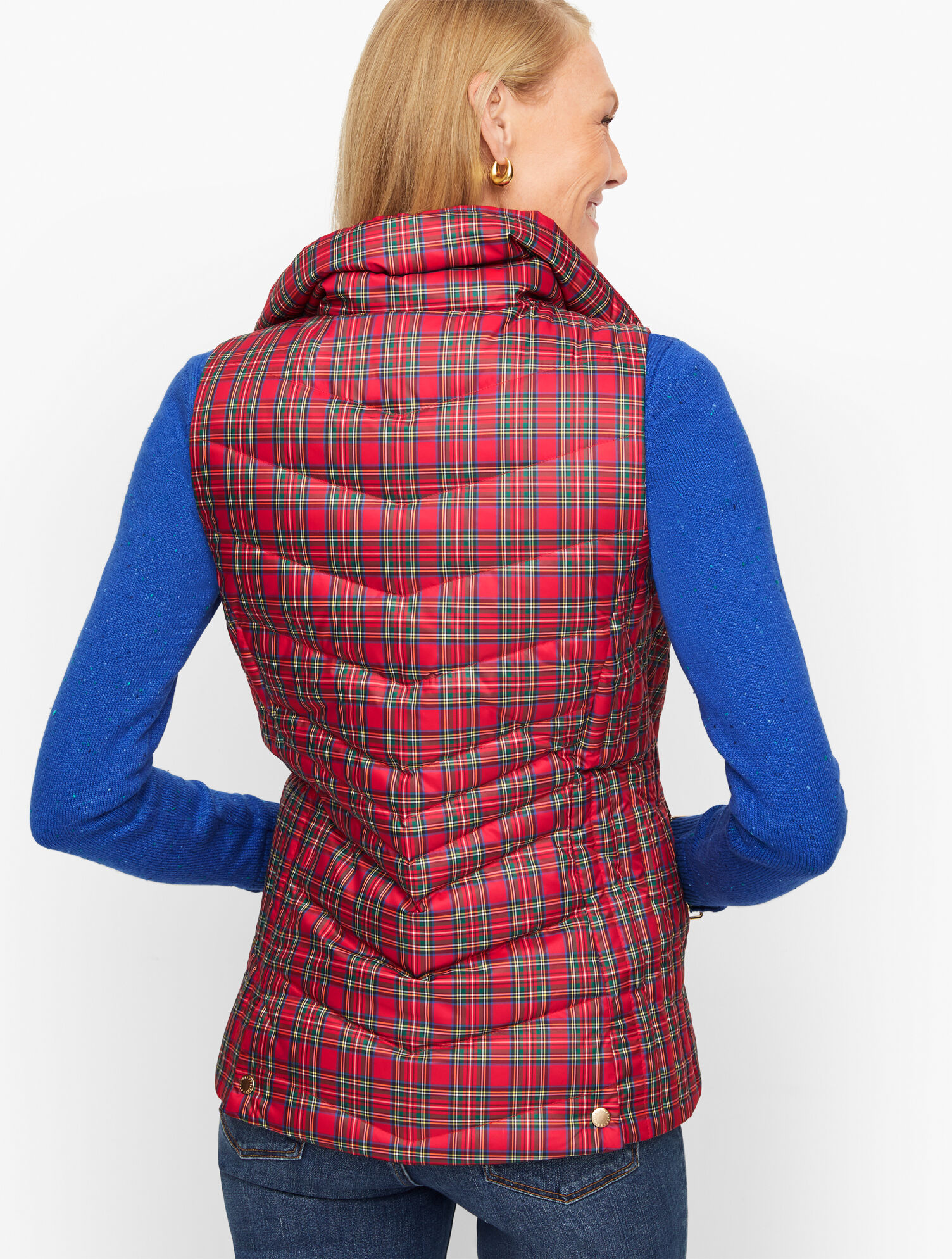 Down-Fill Puffer Vest - Plaid