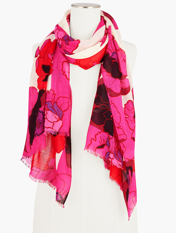 Blooming Floral Wool Oblong Scarf