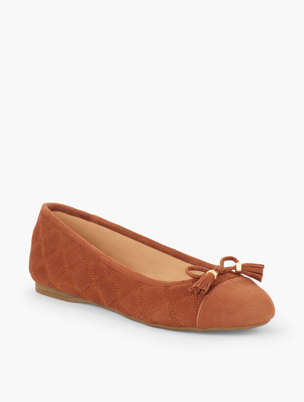 Penelope Quilted Suede Ballet Flats