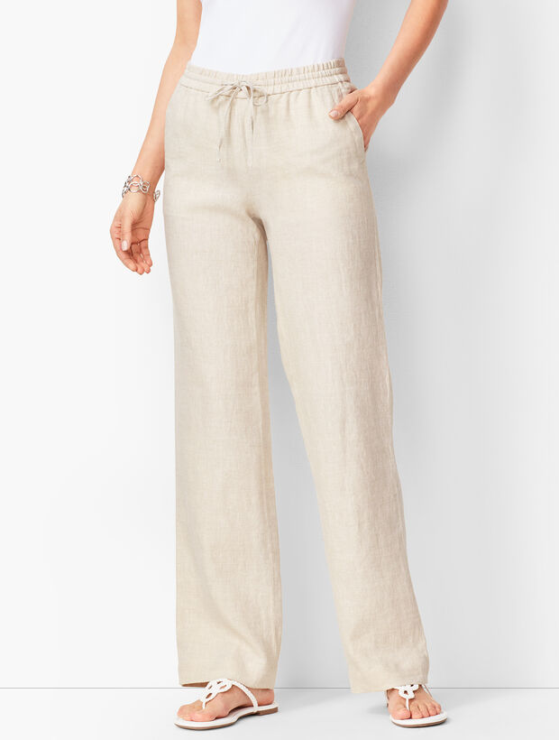 Washed Linen Wide-Leg Pants - Cross-Dyed