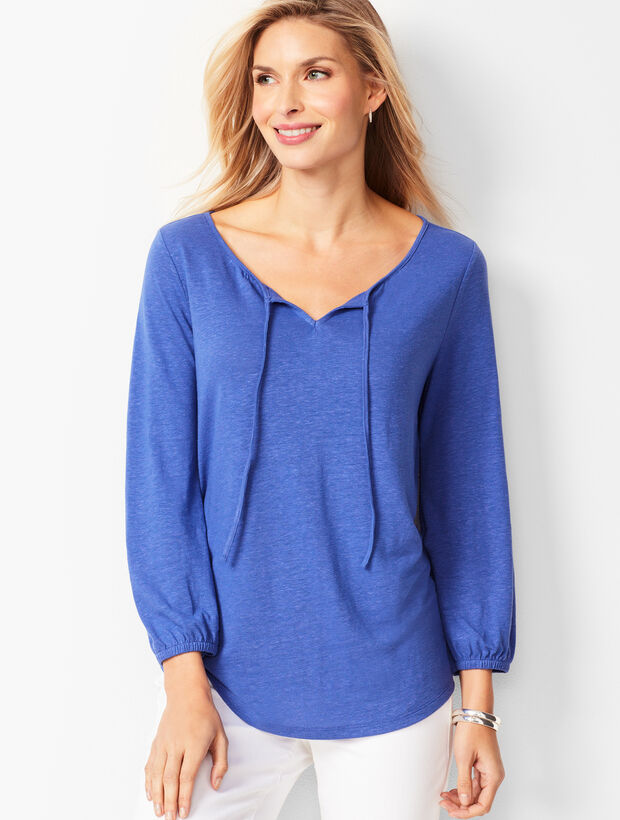 Gathered Tie-Neck Top - Solid