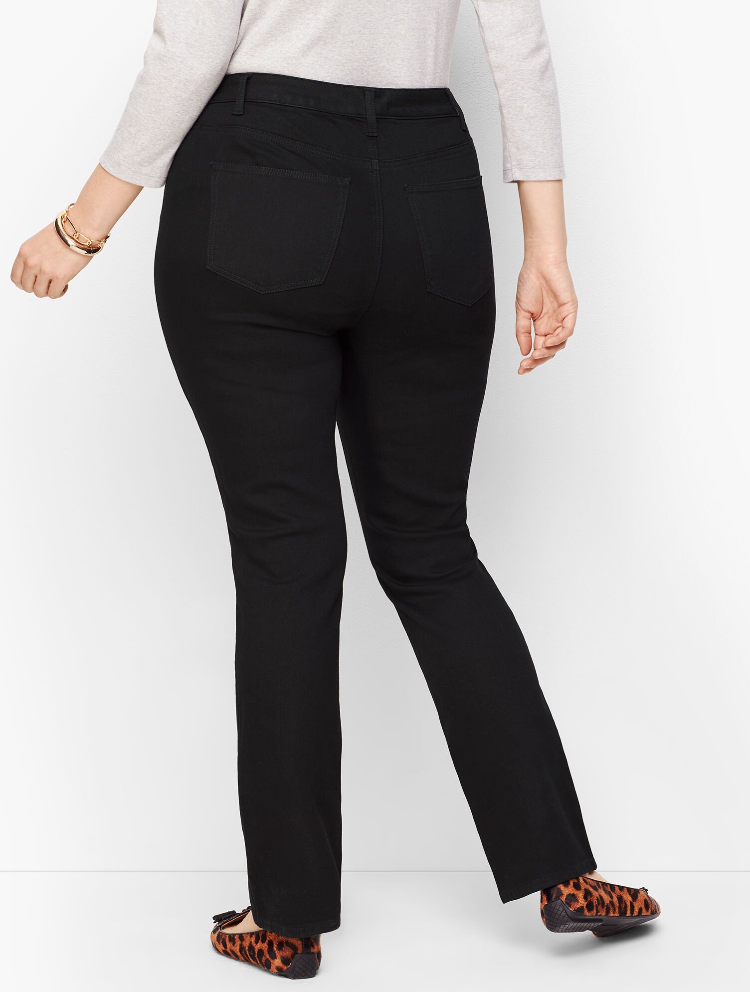 Plus Size High-Waist Straight-Leg Jeans Black Talbots