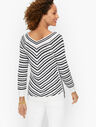 Chevron Stripe Double V-Neck Sweater