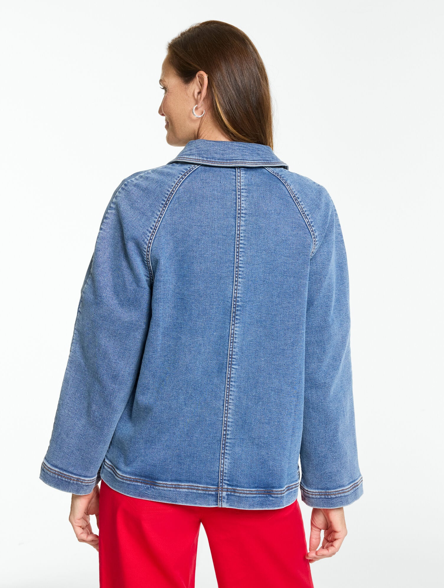 Swing Sleeve Knit Denim Jacket