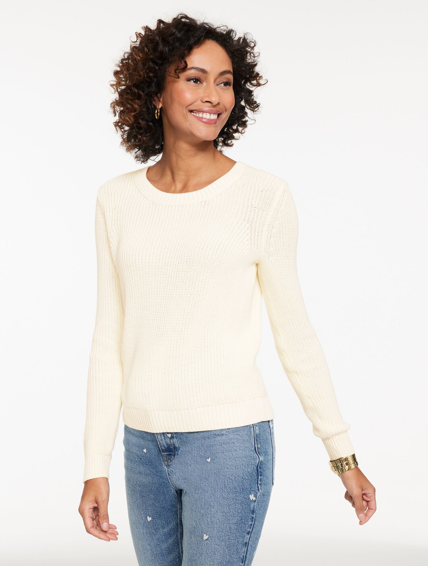 Shaker Stitch Crewneck Sweater