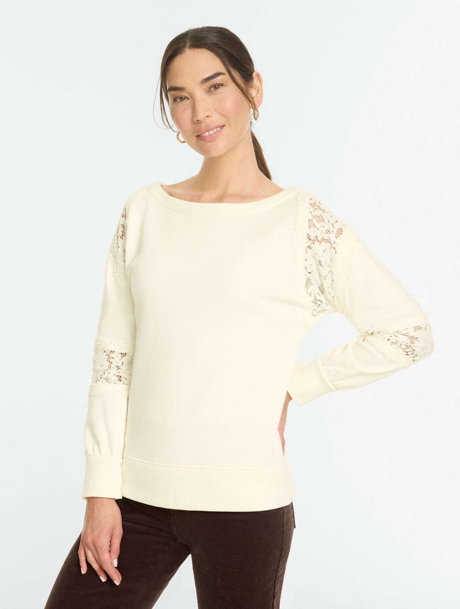 Pieced Lace Sweatshirt
