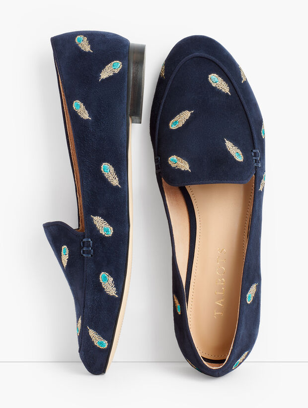 Ryan Keeper Loafers - Embroidered Peacock Feathers