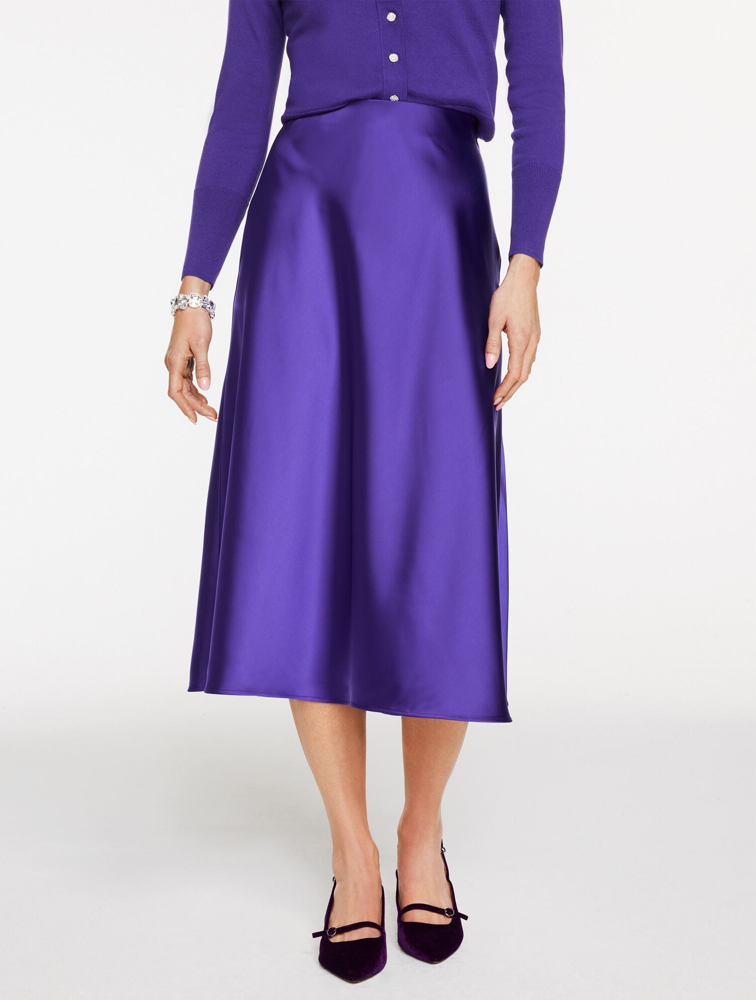Jupe A-Line Marks And Spencer Taille 12 - Violette - Avec Poches