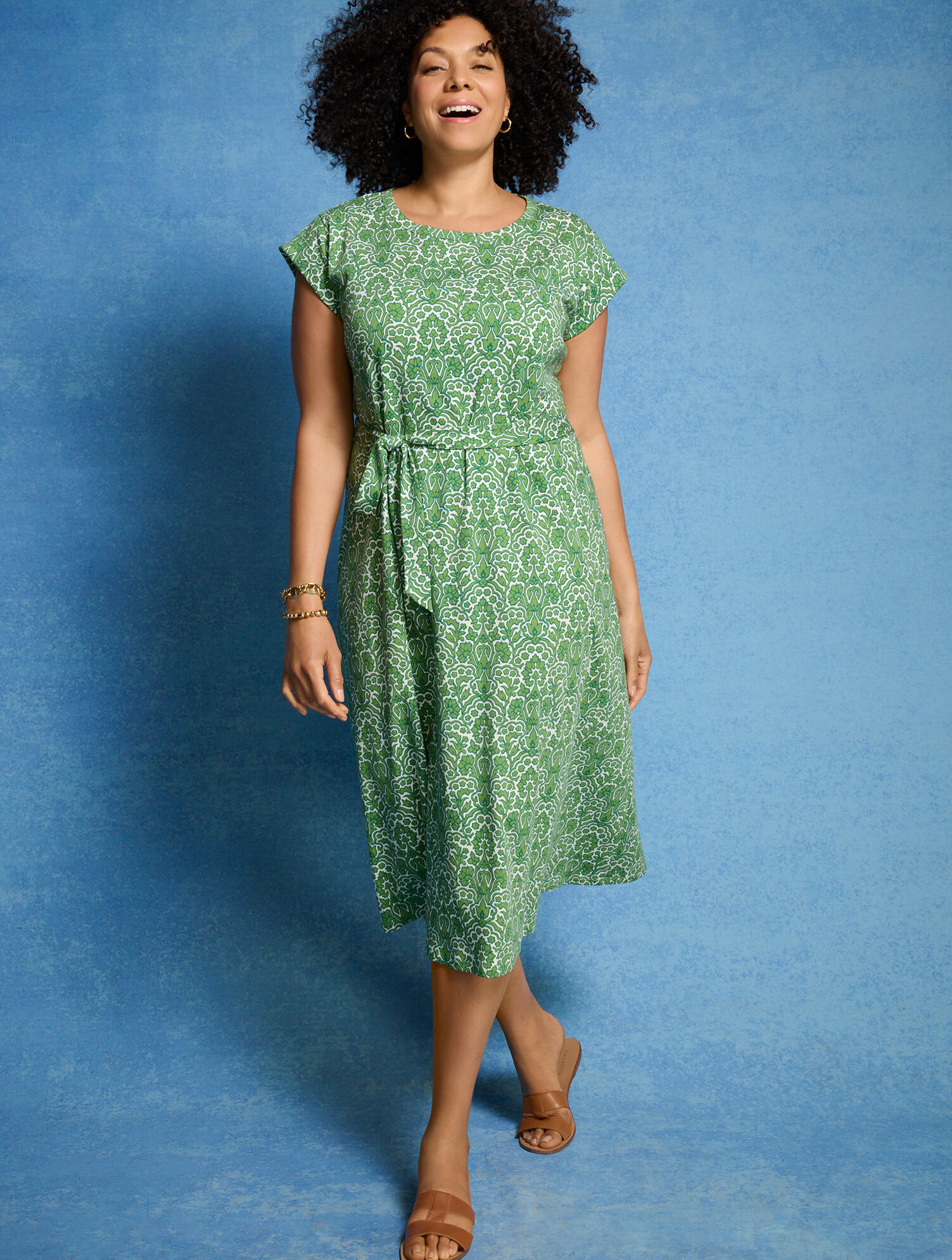 Fit & Flare Midi Dress - Woodland Damask | Talbots