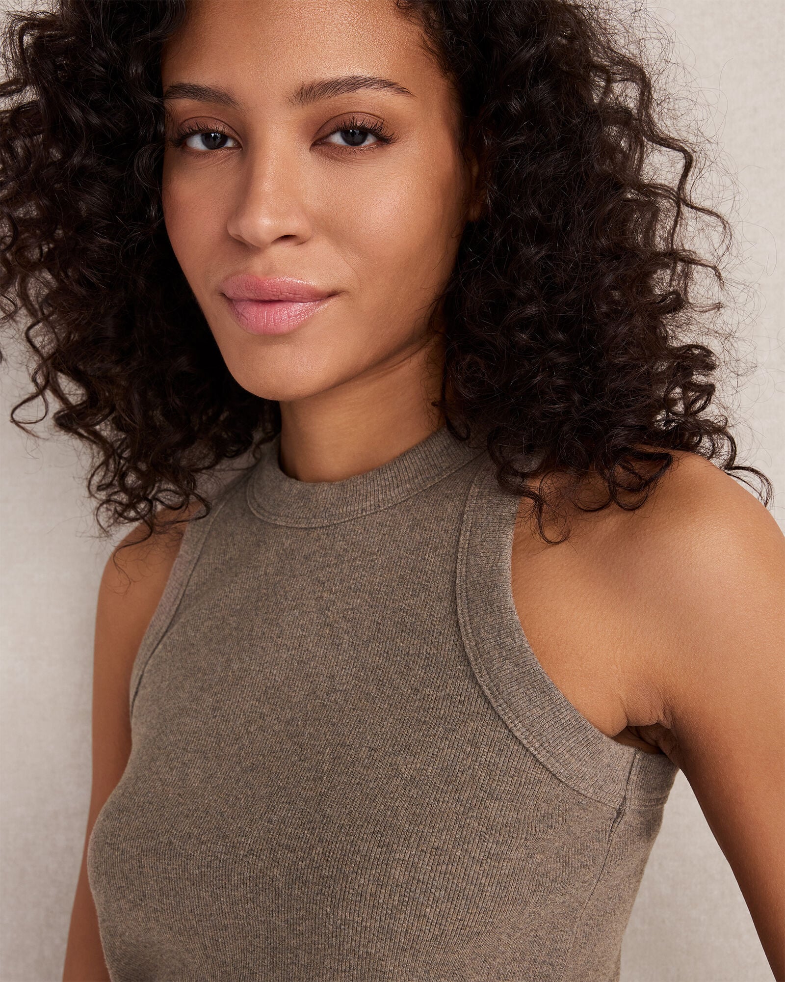 Organic Cotton Rib Knit High Neck Tank