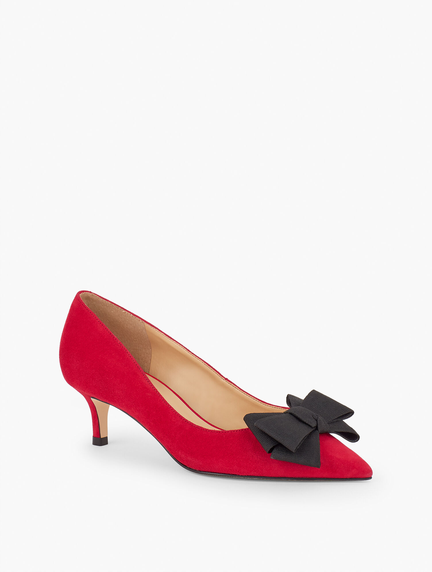 Erica Bow Suede Kitten Heel Pumps Talbots