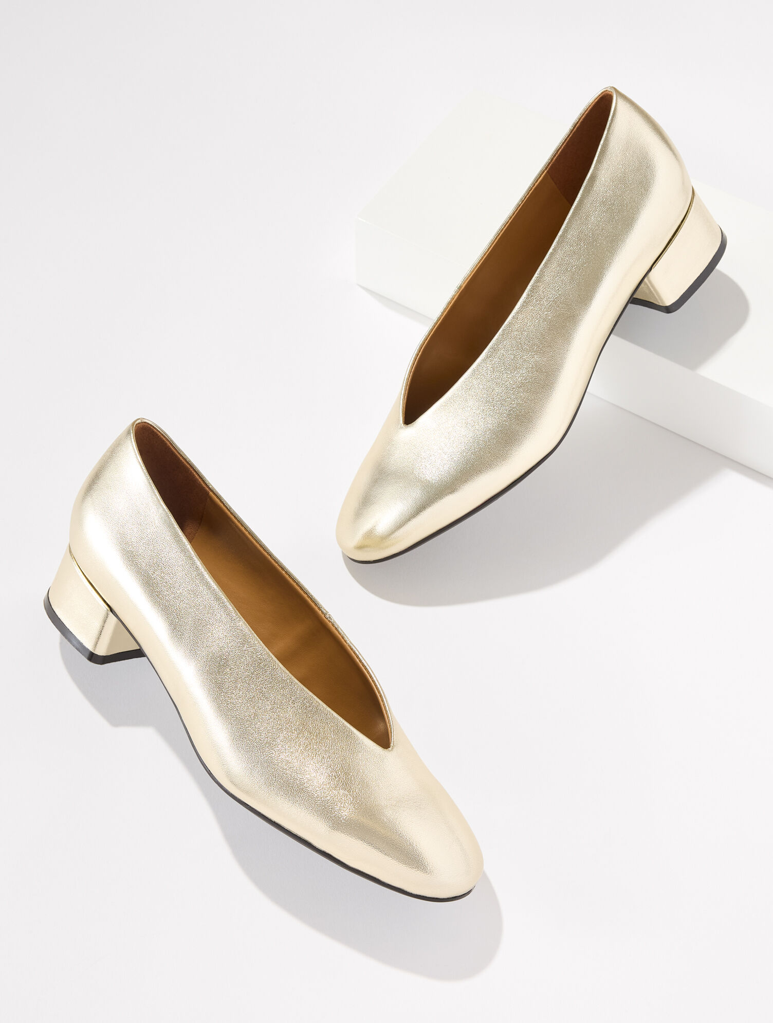 Winona Metallic Nappa Block Heel Pumps