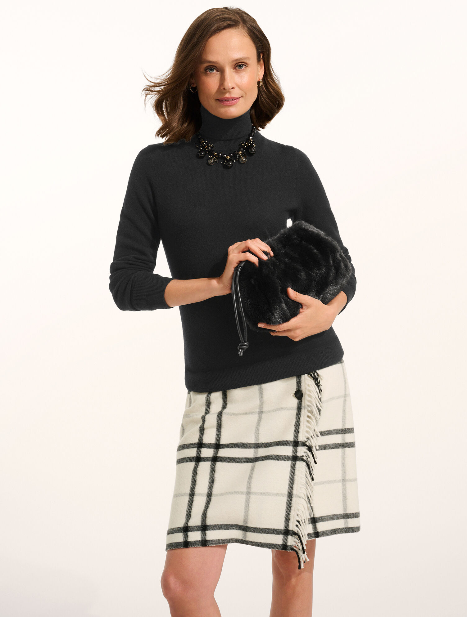 Fringe Wrap Skirt - Windowpane | Talbots