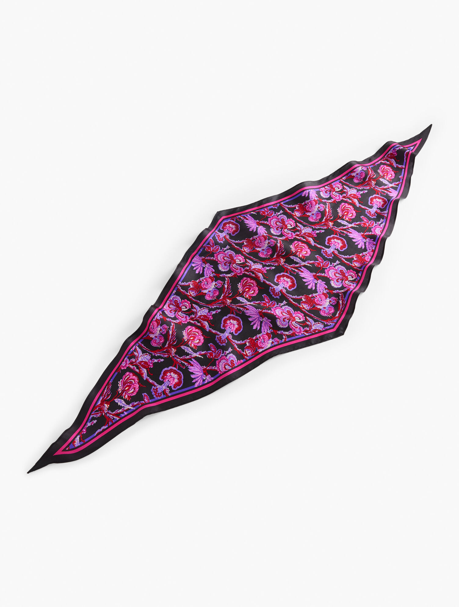 Dynamic Floral Silk Diamond Scarf