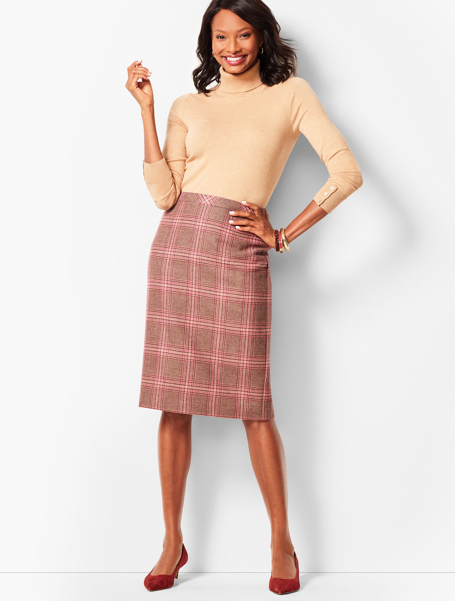 Glen Plaid Pencil Skirt