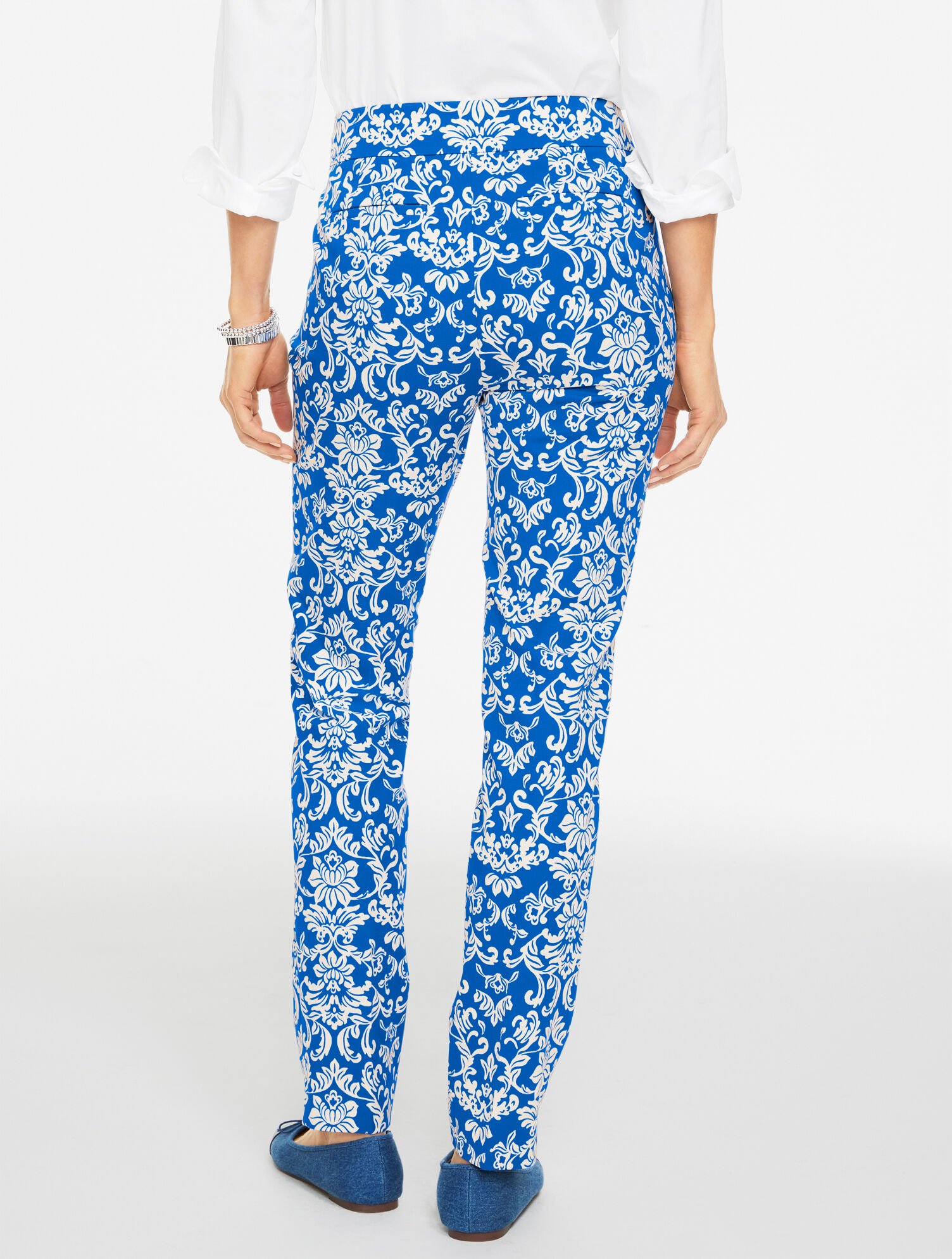 Slim Ankle Cotton Bi-Stretch Pants - Damask Swirls