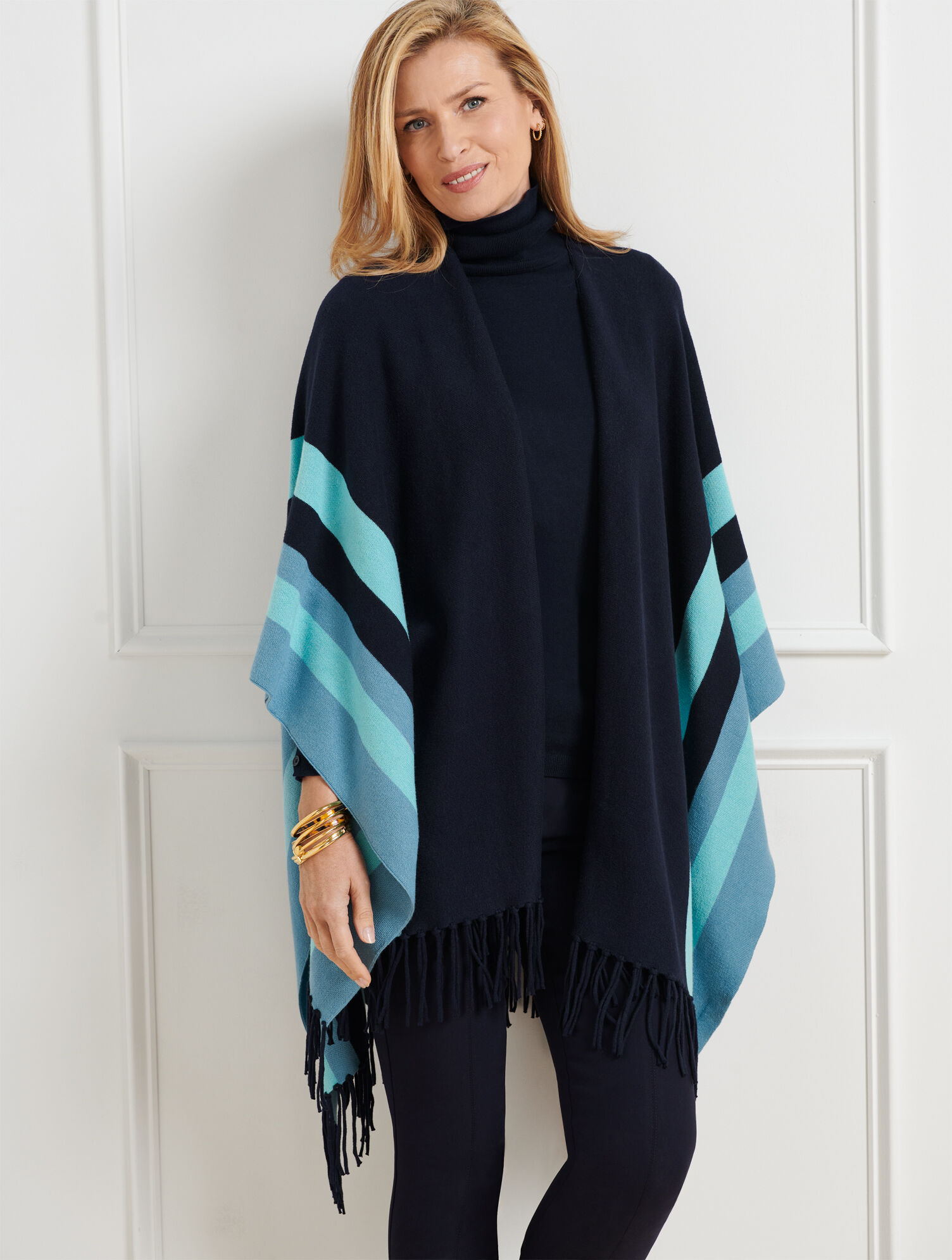 Talbots Ruanas Colorblock Knit Ruana | Talbots