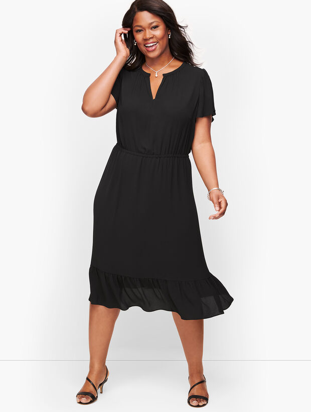 Plus Size Exclusive Flounce Hem A-Line Dress
