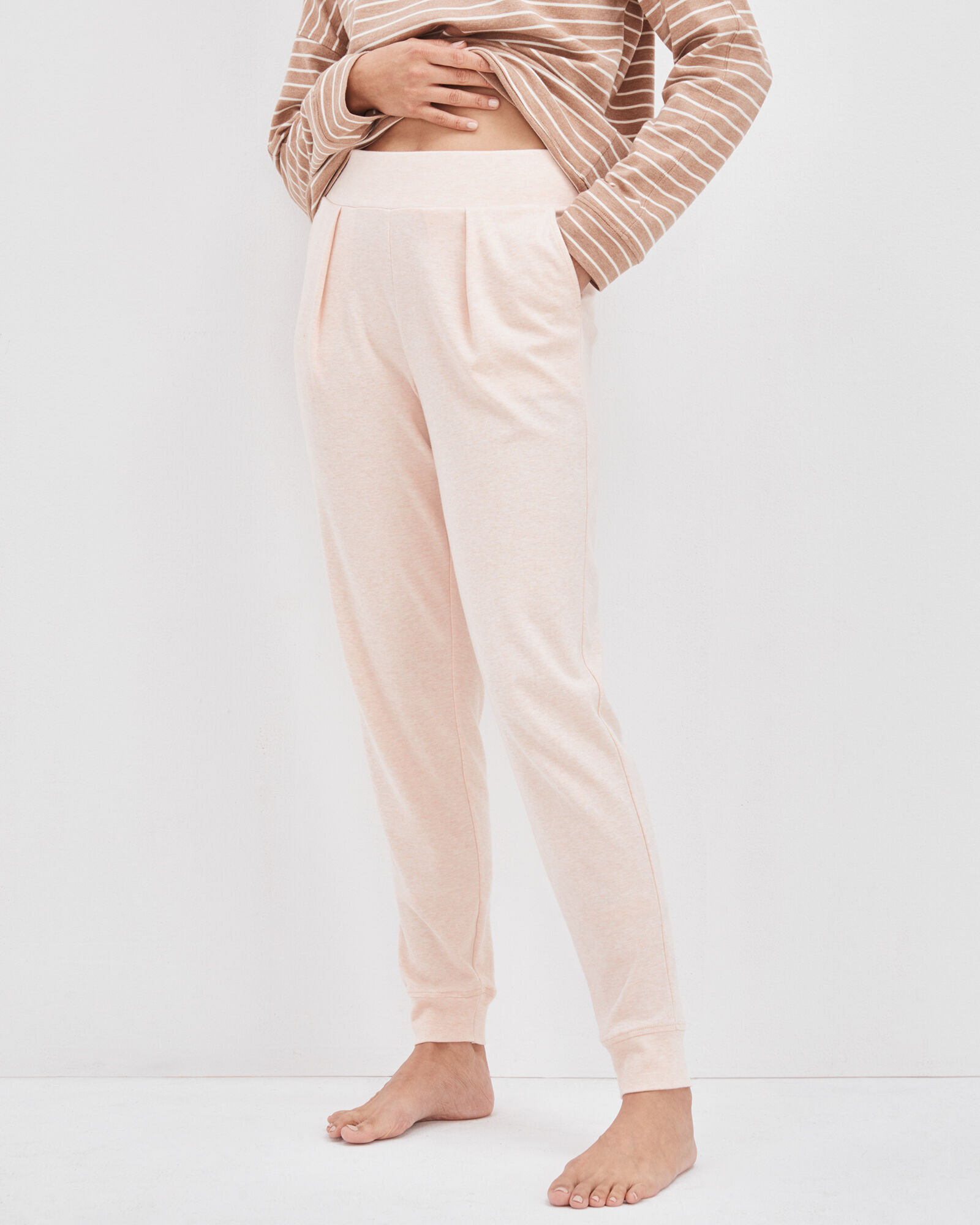 Organic Cotton Interlock Pleated Joggers
