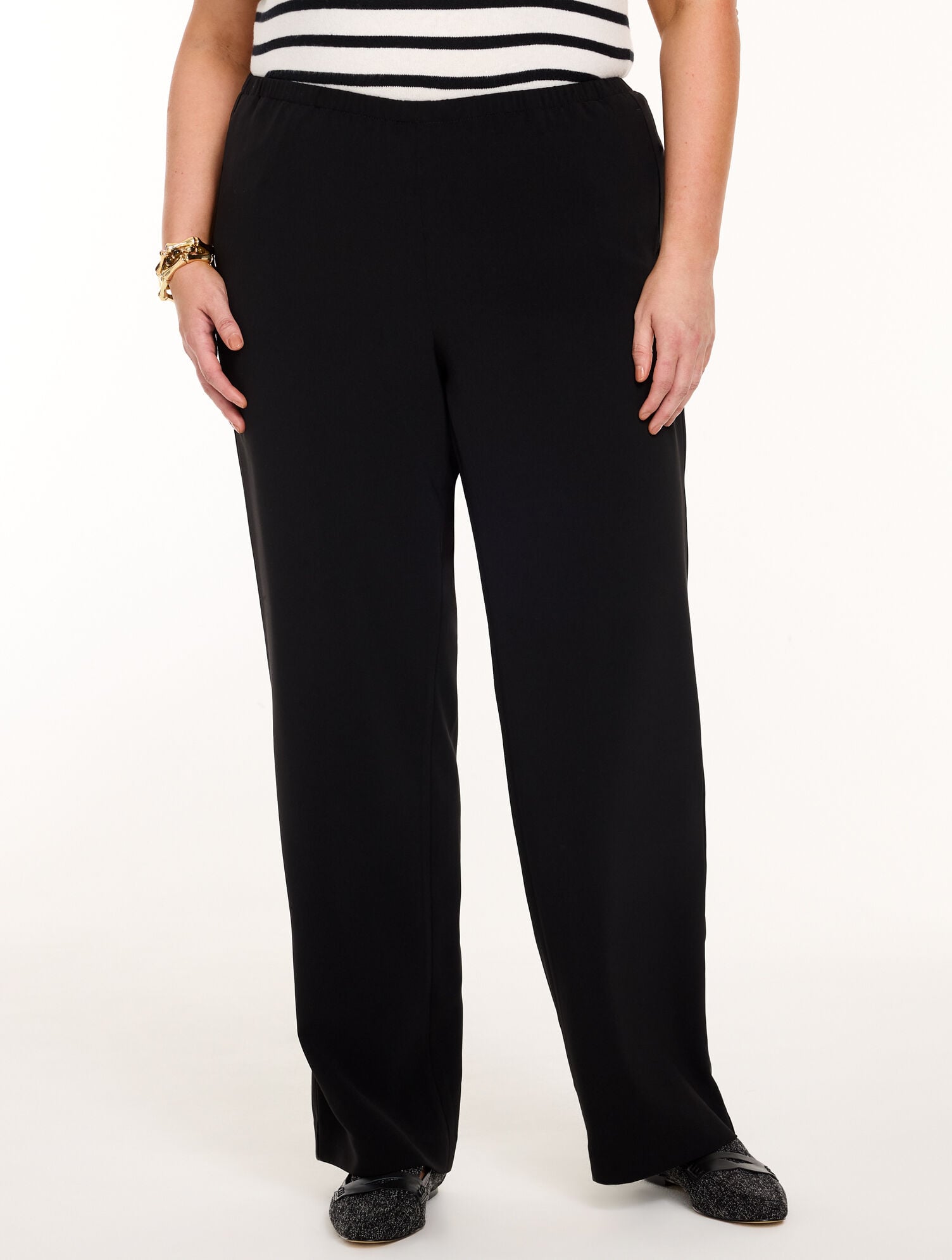Polished Crepe Wide Leg Pull-On Pants
