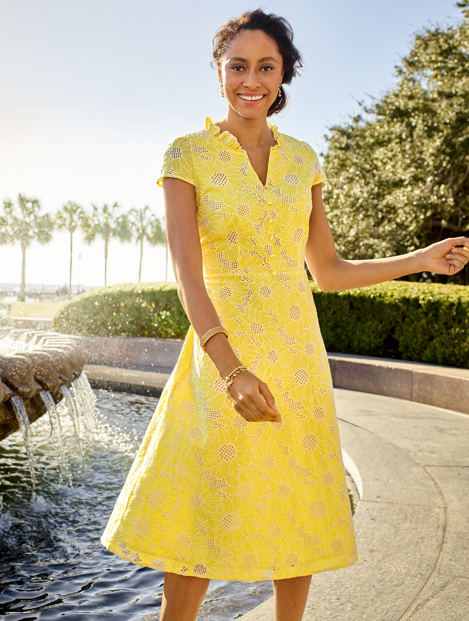 Floral Eyelet Fit \u0026 Flare Dress | Talbots