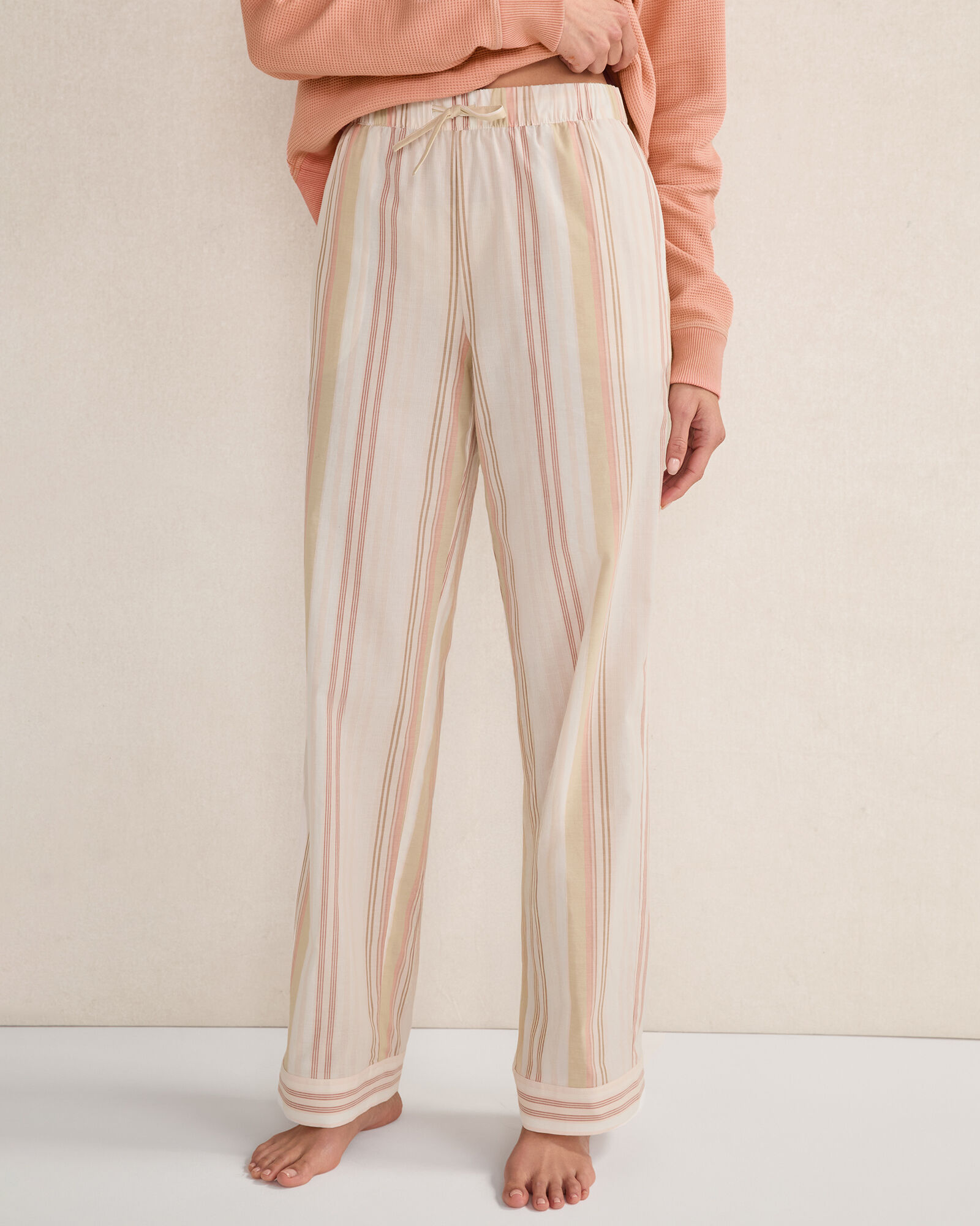 Organic Cotton Poplin Mixed Stripe Sleep Pants