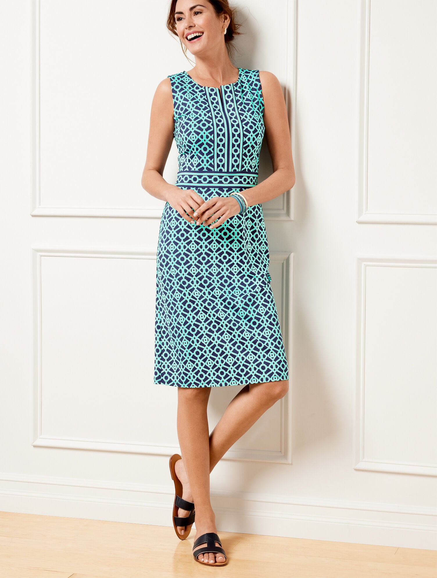 Talbots Effortless Jersey Dress - Outlined Geo | Talbots