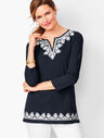 Split-Neck Embroidered Tunic