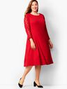 Lace Sleeve Ponte Fit &amp; Flare Dress