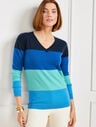 Cashmere V-Neck Pullover - Tonal stripe