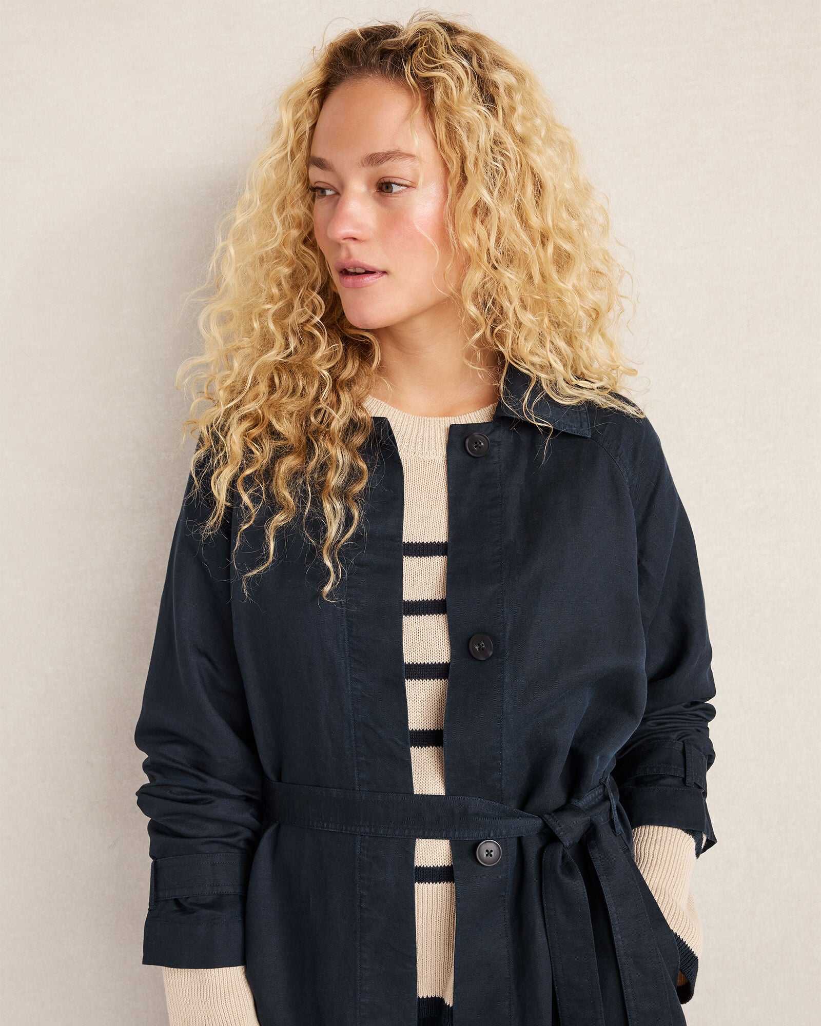 Linen Blend Dobby Trench Coat | Haven Well Within