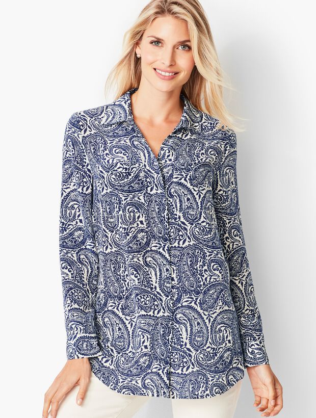 Washable Silk Top Paisley Talbots