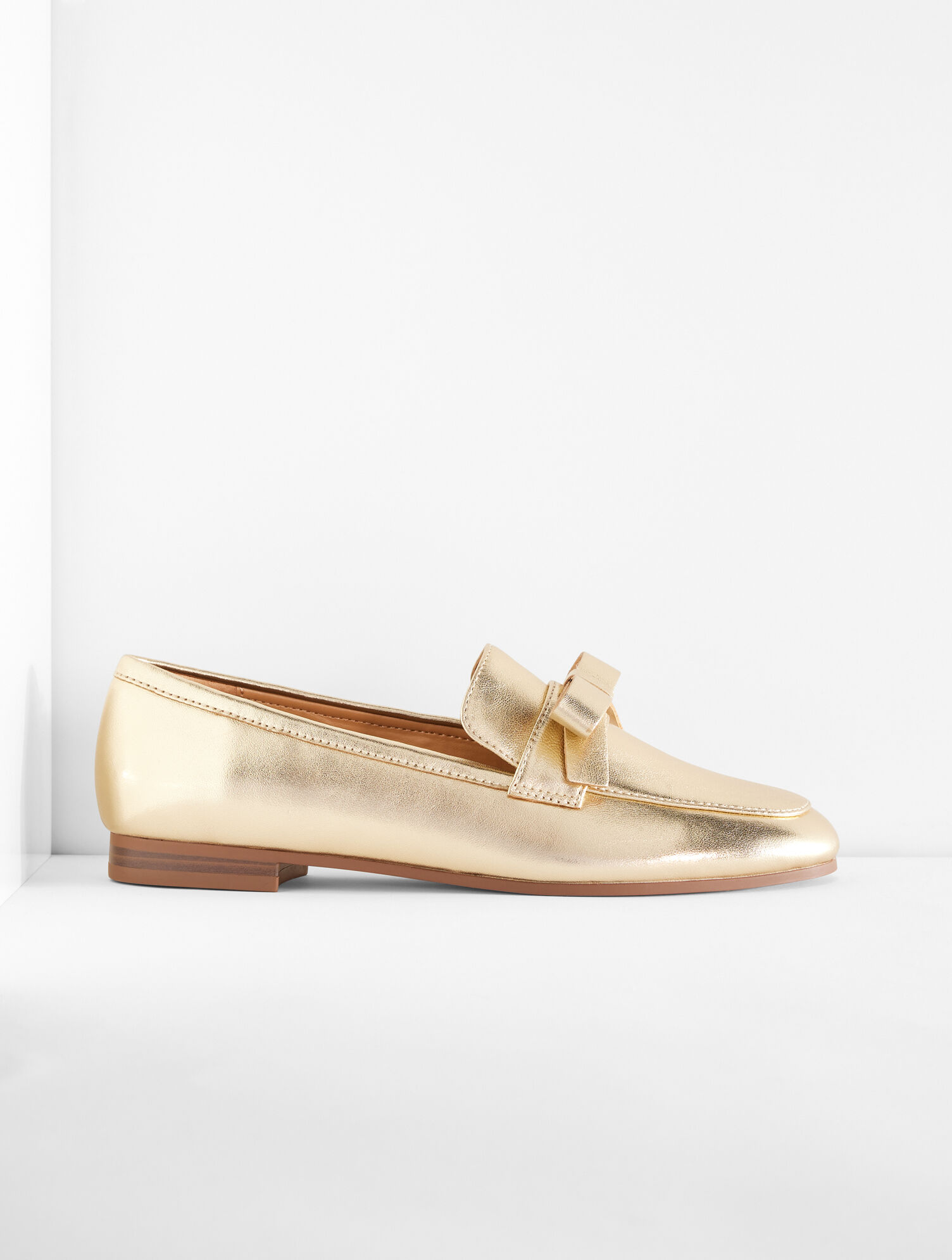 Katelyn Bow Metallic Nappa Loafers | Talbots