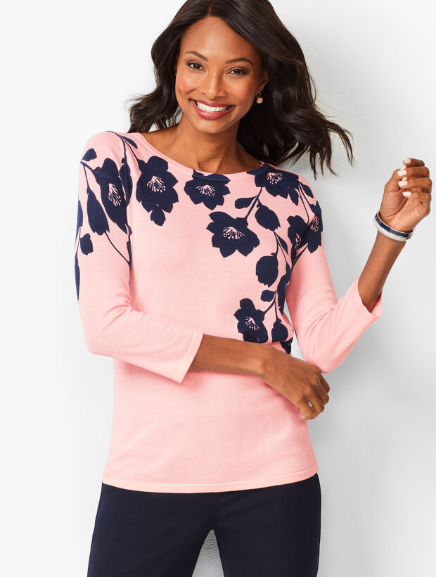 Floral Bateau-Neck Sweater