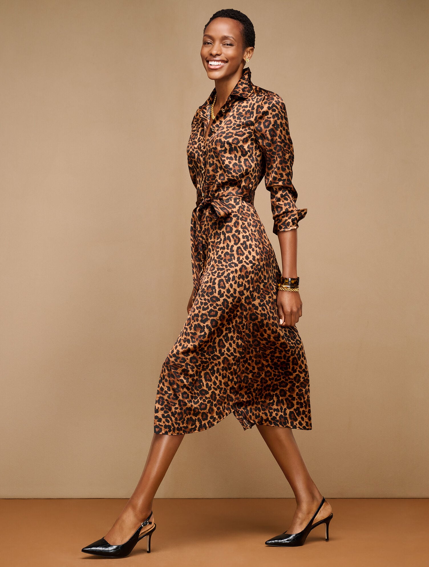 Tie Waist Shirtdress - Leopard | Talbots Tie Waist Shirtdress - Leopard | Talbots