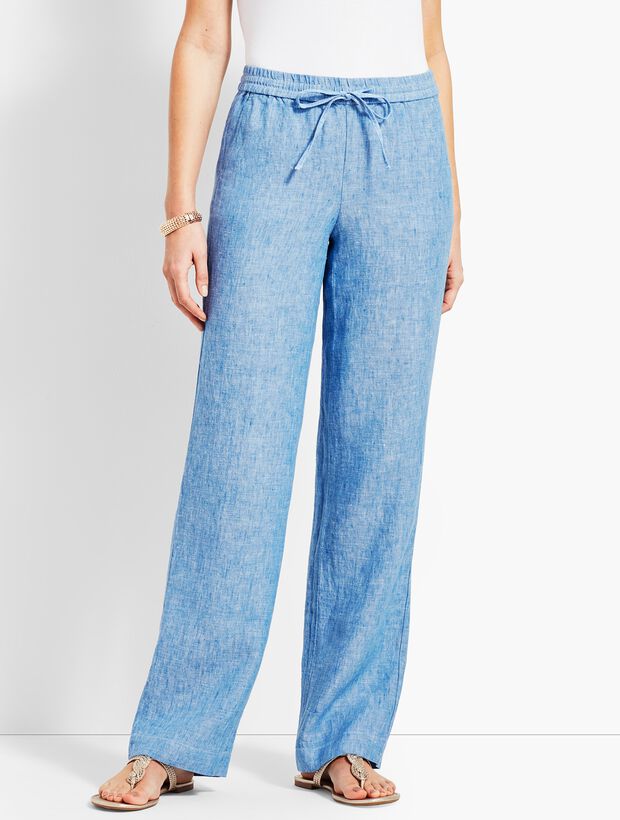Chambray Linen Wide-Leg Pant