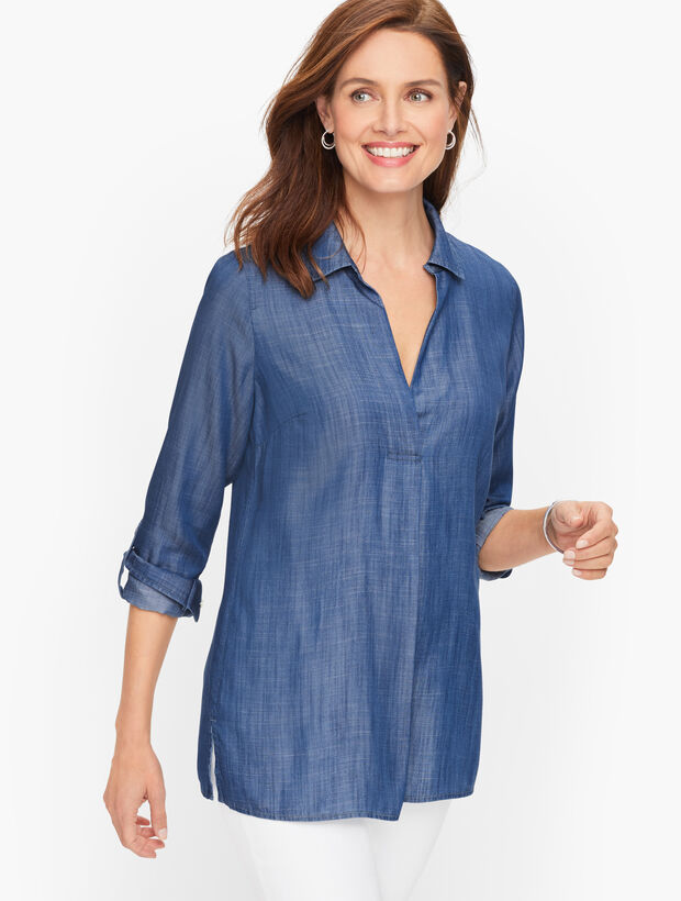 Denim Button Back Top