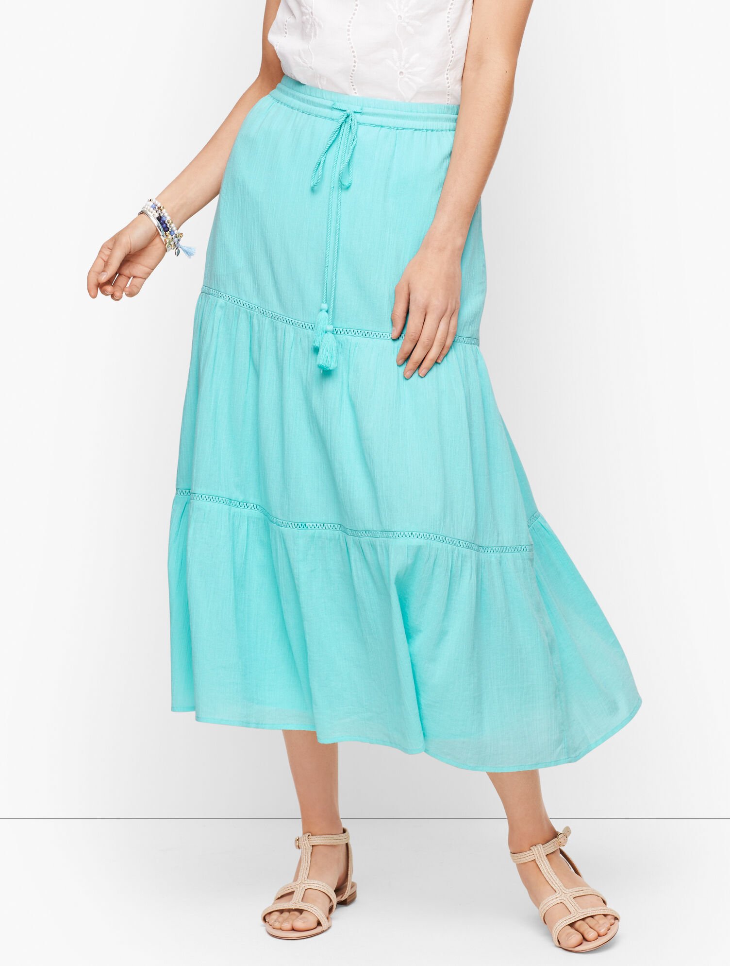 Tiered Maxi Skirts Tiered Gauze Skirt Crinkle Gauze Tiered Midi