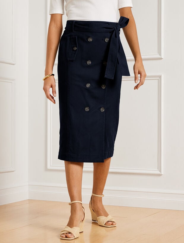 TWIN RIVERS CURVED YOKE MIDI SKIRT