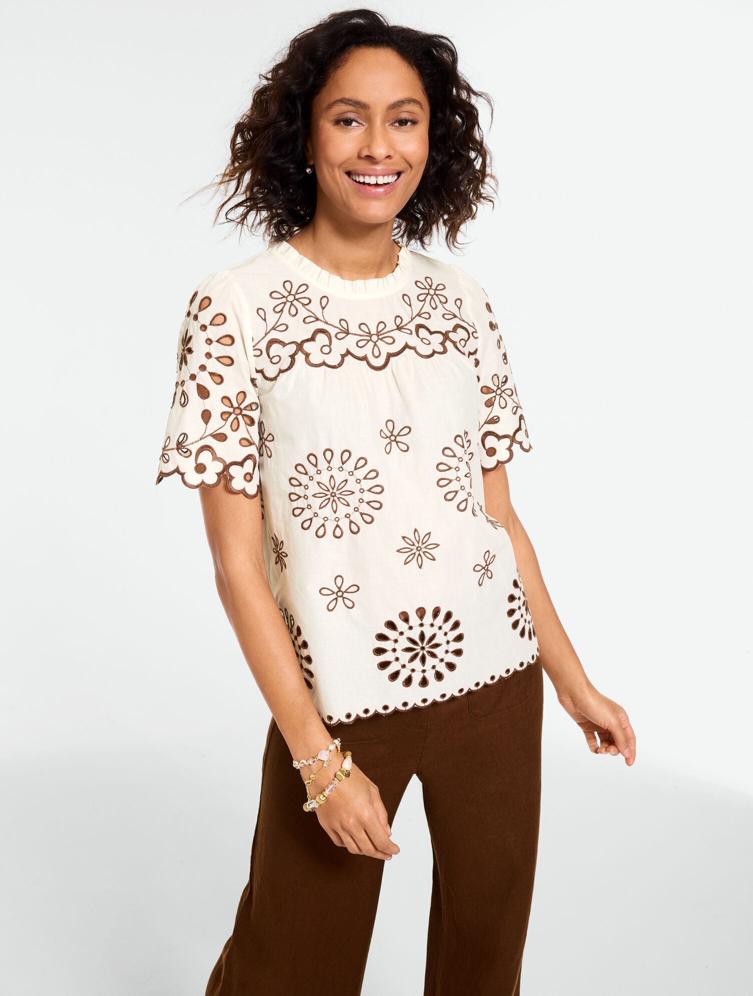 Embroidered Voile Top