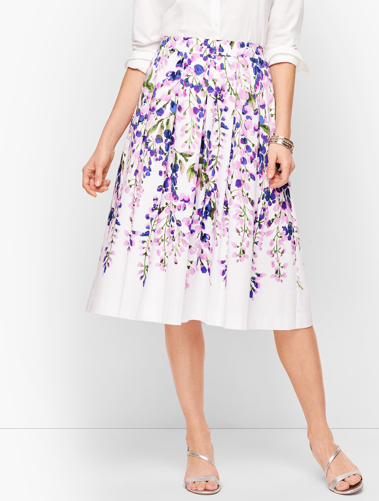 Wisteria Print Midi Skirt