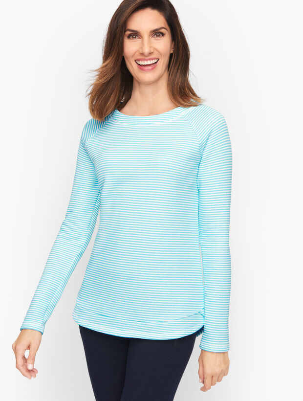High-Low Wrap Pullover - Stripe