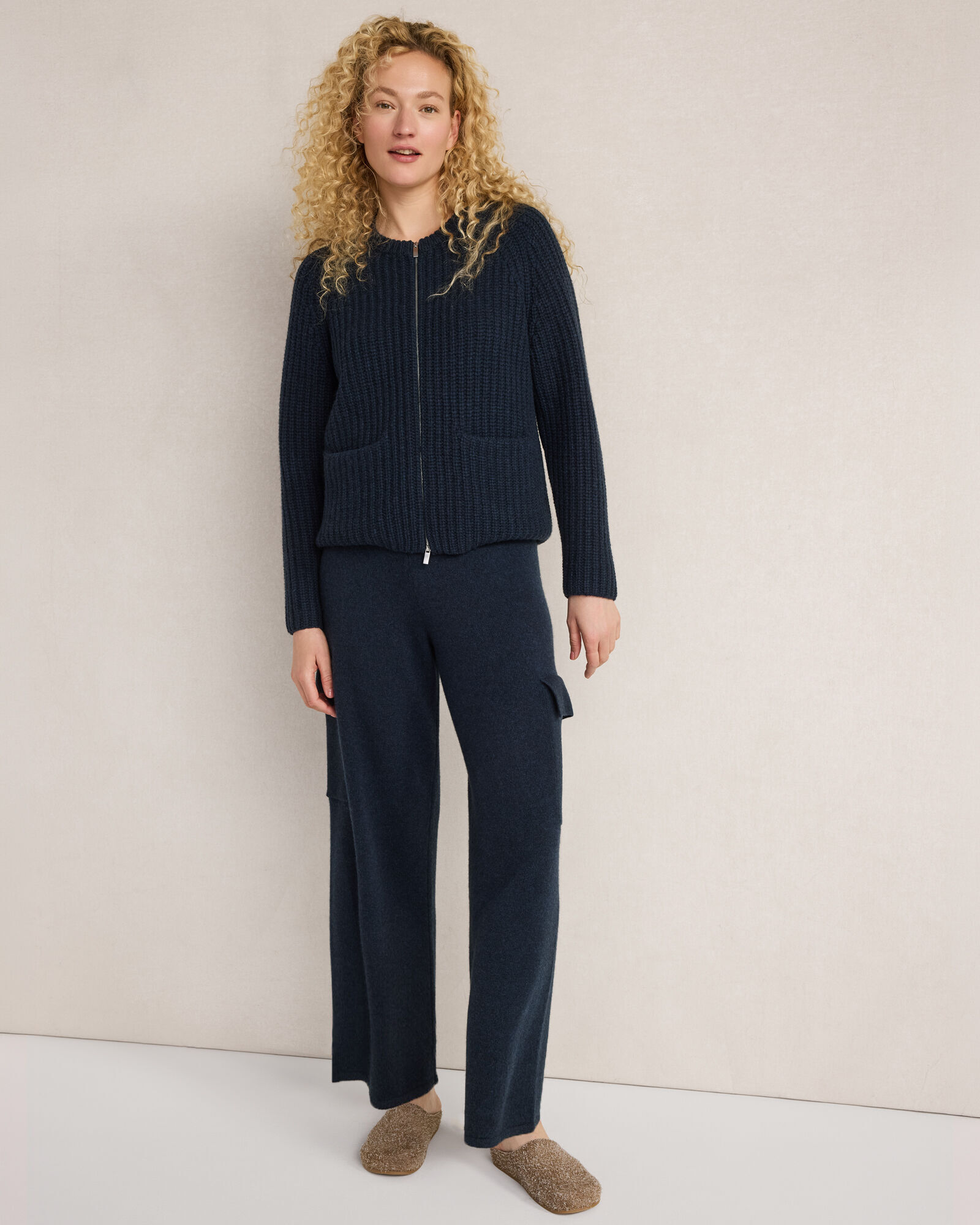 Cashmere Wide Leg Cargo Pants