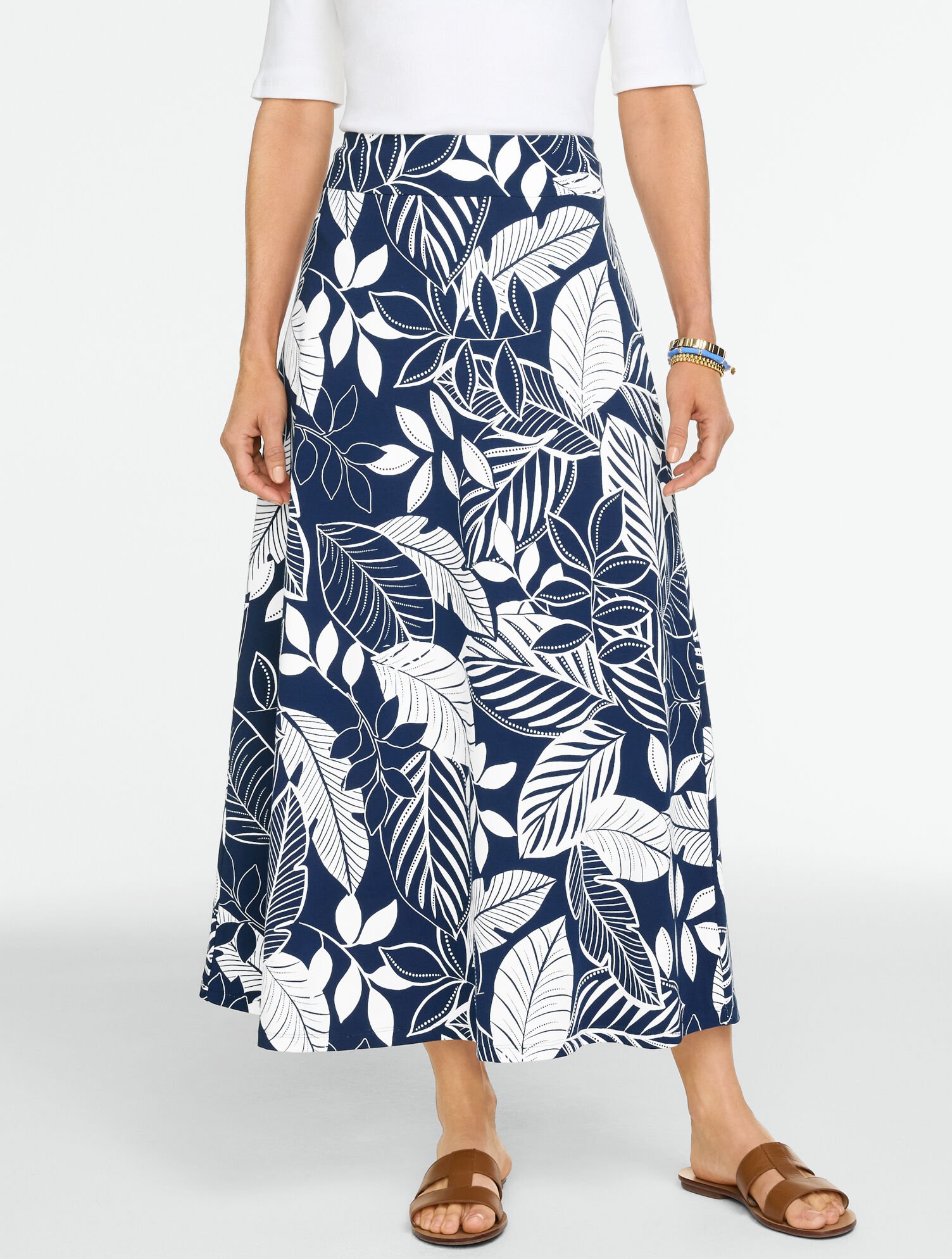 Jersey Maxi Skirt - Bicolor Leaves