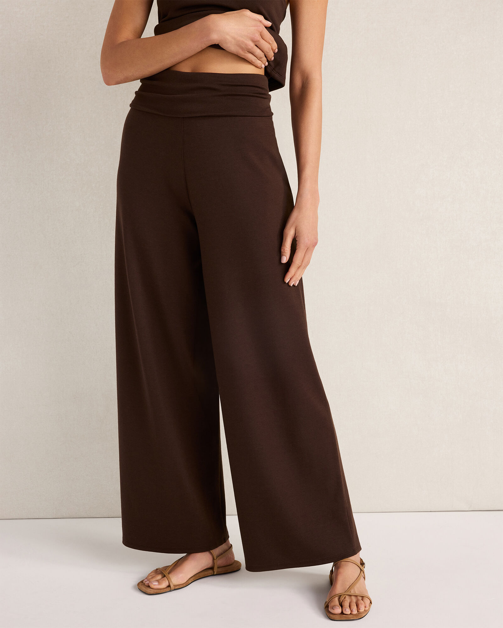 Organic Cotton Modal Foldover Wide Leg Pants | Haven Well Within